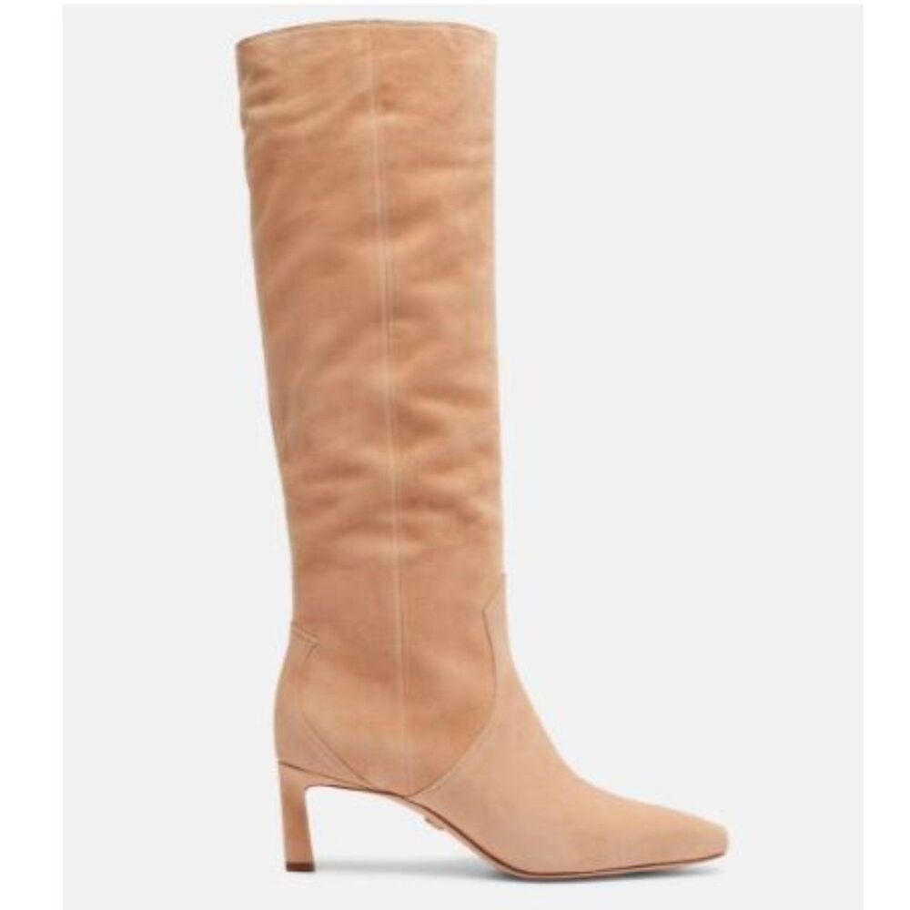 Veronica Beard Kinna Tall Suede Knee High Boots 8 WIDE CALF REG NIB 780 Sand